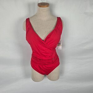 Michael Kors One Piece Swimsuit Women's 14 Red Cruise 2020 Crossover NWT